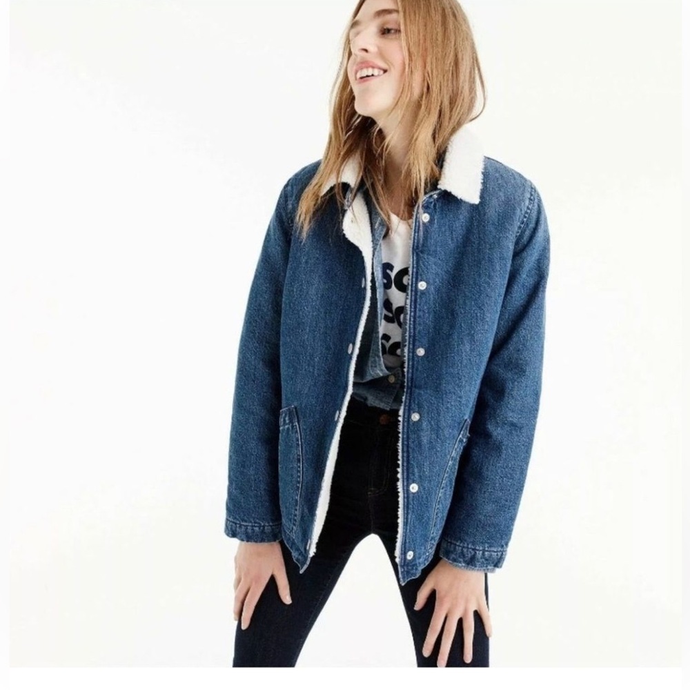 J.Crew Denim Swing Sherpa Chore Jacket